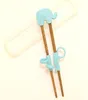 Chopsticks Children for Kids Baby Staniless Woodiness Cartoon Learning återanvändbar utbildning Helper Home Products