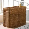 Storage Baskets RattanLike Magazine Basket Containers Multifunctional Rectangle with Handles Basket Storage for Magazine Newspaper Cabinets L231128