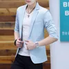 Men's Suits Blazer For Men Summer Thin Casual Half Sleeve Slim Fit Pink Suit Jacket Handsome Young Solid Color Blazers Clothing