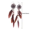 Boucles d'oreilles créoles bohème créatif gland oreille accessoires plume femmes goujons coeur déclaration pour les femmes café