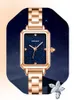 女性の時計マークフェアウォーレスクエアラグジュアリーブランドステンレススチール防水ウォッチフォー女性ファッションクォーツ腕時計