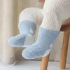 Hiver épais en peluche bébé chaussettes corail velours enfants chaussettes thermiques pour enfant en bas âge chaud garçons filles couleur unie sommeil chaussette de sol