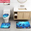 Tende da doccia Ocean Underwater World Allegro Delfino Stampa 3D Tenda da doccia impermeabile con tappeto Copriwater Tappetino da bagno Set Decorazioni per il bagno 230714