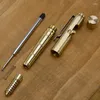 Retro Bamboo Node Bolt Type Pen Militair Glad Handgemaakt Messing Gel