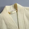 Kvinnors sömnkläder bomull lätt våffla lång badrock kvinnor tjock absorberande kimono badrock unisex höstsringing klänning