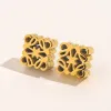 High Quality Gold Plated Brand Designers Letters Ear Stud Stainless Flower Geometric Famous Women Steel Seal Print Earring Wedding Party Jewerlry