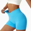 Pantaloncini attivi Summer Seamless Cross Vita alta Yoga Elasticity Quick Dry Hip Lift Pants Traspirante Corsa Sport Ciclismo Donna