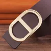 2022 Ny lyxig högkvalitativ brev Slide Buckle Designer Bälten Män äkta läder Famant Brand 38cm Cowksin Ceinture Homme L230704