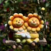 Garden Decorations Pastoral Cute Cartoon Resin Swing Sun Flower Adornments Art Outdoor Garden Tree Sculpture Crafts Park Villa Figurines Decoration L230715