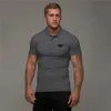 Men's T-Shirts Running Polo Short Sleeve T Shirt Men Fitness Slim Sports Cotton T-shirt Fashion Tees Tops Summer turndown collar Gym Clothing L230715