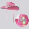 Berets Party Caps Western Style Cowboy Hat Pink Women Festival Christmas Warped Wide Brim With Sequin Crown Cowgirl Hats