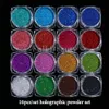 Nail Glitter 16st Holographic Powder Set Sparkle Sequin Silver Pink Blue Reflective Pigment Manicure Materials NTL0116 230714