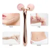 Face Care Devices 3D Face Massager Rose Quartz Jade Roller Pink Roller Nature Stone Heathy Beauty Tools Skin Care Tools for Women 230714