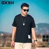 Men's T-Shirts GXXH 2023 Summer Men's Short-sleeved Side Slit T Shirt Large Size Cotton Pure Color Black White All Match Tops Oversized L230715