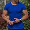 T-shirts pour hommes New Elastic Men T-shirt Shorts Sleeve Solid Vertical Stripe Round Neck Mens Muscle Sports Tshirts Summer Male Casual Tees Tops L230715