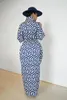 Robes décontractées élégant imprimé femmes chemise robe Sexy froncé à manches longues à lacets soirée Midi Drerss Vestido africain Feminino