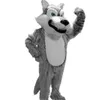 2018 haute qualité loup gris mascotte costumes de mascotte Halloween dessin animé adulte taille longue peluche loup Aniaml fantaisie fête Dress282p