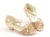 Sandals Girls Children Crystal Shoes 2023 Summer Kids Glitter High Heels Sequined Pendants Open Toes Princess 230714