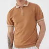 T-shirts pour hommes été hommes Vintage polo en tricot col rabattu boutonné T-shirt mode rayé imprimé Slim T-shirts haut glace soie tissu T-shirt L230715