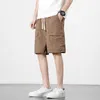 Shorts para trabalho, marca da moda masculina de verão, fino e solto, calça casual de cinco peças, shorts de secagem rápida de seda geladaft3lvpib