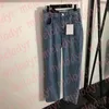 Femmes Jeans Droit Classique Designer Bleu Denim Pantalon Patchwork Taille Haute Jeans Métal Lettre