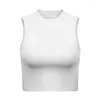 Frauen Tanks 2023 Sommer Schlank Render Kurze Top Sexy Frauen Ärmellose O Croptops Tank Tops Solide Weiß Ernte Weste großhandel