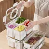 Bottiglie di stoccaggio 2/3/4 griglie Frigorifero Organizer Box Frigorifero Contenitore per alimenti Conservazione fresca Frutta Verdura Scarico Frutta e verdura Cucina