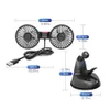 Electric Fans USB Vehicle Mounted Fan Dual Head Auto Ventilation Fan Degree Rotation Fans Adjustable Air Cooler Speed Car Cooling Fan