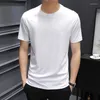 Men's T Shirts Summer Breathable Cotton-Silk Blend Round Neck T-shirt Men Comfort Black Mens Clothing Tee Lightweight And High-Quality