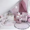 Tappeti Tappetini rotondi in cotone nordico Tappetino Tappeti rosa tenue/grigio Neonata/ragazzo Area giochi Bambini Camera da letto per bambini Soggiorno Decorazioni per la casa Tappeto