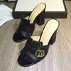 2023-Llegada Sandalias con flecos Mujer Punta abierta Zapatos de tacón alto grueso Mujer Diseño de marca Zapato Muller size35-40