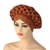 Etnische Kleding 2021 Afrikaanse Headtie Autogele Vrouwen Tulband Cap Moslim Hoofddoek Bonnet Ready To Wear Hijab Nigeriaanse Bruiloft Gele233c