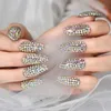 Unghie finte Full Cover Diamond Rhienstone Manicure Salons At Home Medium Coffin Press On Nail Tips Fake Nails Art Collection 230715