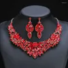 Ketting Oorbellen Set Europese En Amerikaanse Vintage Bladeren Bloemen Overdrijven Luxe Bruids Bruiloft Sieraden