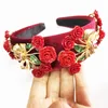 Hair Clips Ceramic Flower Headband For Women Lady Bohemian Party Retro Floral Pearl Bow Hairband Accessories