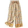Spodnie damskie 2023 Chic Rayon Boho Long Pant Oversize Floral Print szerokie nogi Bohemian Happie Ladies