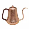 Handgjorda hamrade kaffekanna Pure Red Copper Premium Kvalitet Dropp Kettle Gooseneck Spout Long Mouth Kettle TEAPOT- 900ML 21040295F