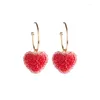 Boucles d'oreilles coeur rouge cristal pour femmes mignon élégant pêche forme fête oreille cadeaux bijoux Boucle D'oreille