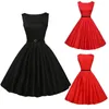 Casual Dresses 2023 Kvinnor Vintage Dress Summer Sleeveless Solid Colors Retro 50s 60s Rockabilly Party Prom Grown Swing Vestidos#G3