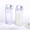 US WAREHOUSE 17oz 500ml Milk Bottle Water Tumbler Milk storage box Transparent Square High Capacity Cup Plastic Coffee Drink Mug O3452