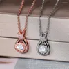 Chaînes VAGZEB Ly goutte d'eau pendentif collier femmes avec brillant cubique zircone fantaisie femme pour fête bijoux cadeau d'anniversaire