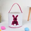 Bolsa de conejo de Pascua DIY, cesta de Pascua hecha a mano, lienzo bordado, cesta de conejo de lentejuelas, decoración de fiesta de Pascua, bolsa de almacenamiento para el hogar