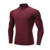 Camisas casuais masculinas justas fitness esportes corrida treinamento camiseta manga longa botão curto