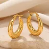 Boucles d'oreilles à tige couleur or en acier inoxydable épais cercle cerceau pour les femmes mode fil Texture déclaration fête bijoux cadeaux