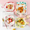 Dinnerware Sets Korean Cartoon Fruit Ceramic Baking Pan Household Microwave Oven Plate Square Cheese Baked Rice Kitchen Utensils