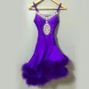 Stage Wear Style Latin Dance Costume Sexy Stones Feather Dress For Women Competition Dresses A78 S-4XL