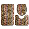 Fashion Leopard Pattern 3pcs Bath Mats Bathroom Toilet Rug Carpet Flannel Non-slip Bathroom Decor Faux Animal Fur Bath Mat Sets 21246i
