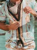 Chándales de verano Conjunto a juego con estampado tropical de Boho Conjunto de dos piezas Camiseta de manga corta delgada y pantalones cortos Ropa de calle Traje de oficina para hombre de talla grande