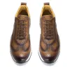 Sneakers pour hommes décontractés Vow Cow Leather Fashion Handmade Lace Up Sports Oxford Daily Shoes de marche extérieur respirant pour les hommes B