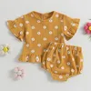 Ensembles de vêtements bébé fille 2 pièces tenues d'été à manches courtes col rond hauts floraux Bloomer Shorts ensemble vêtements pour bébés